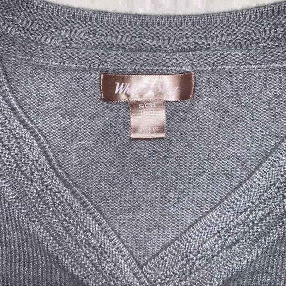 Cozy Gray Sweater Womens Small Knit Long Sleeve V Neck Casual Fall Winter Preppy - Picture 4 of 7